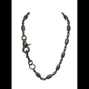 Versace Silver Tone Medusa Greek Key Necklace Wallet Chain